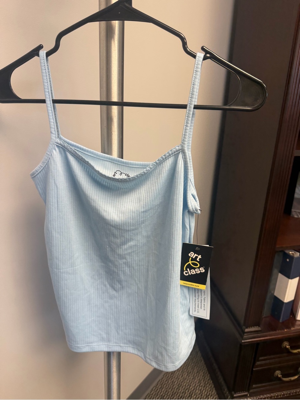 art class Light Blue Ribbed Tank Top with Thin Straps